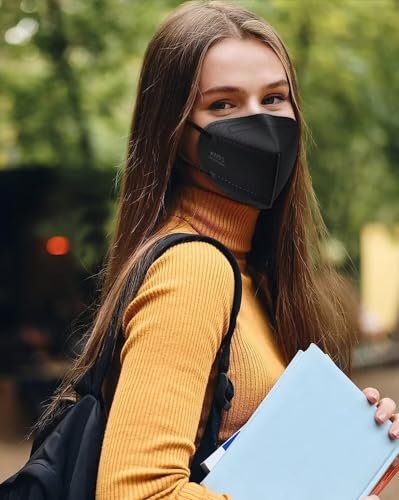 LEMENT 50pcs KN95 Face Mask Black 5 Layer Cup Dust Safety Masks Filter Efficiency≥95% Breathable Elastic Ear Loops Black Masks - Image 6