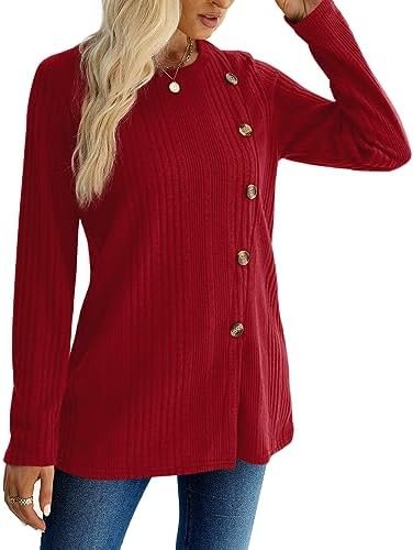 XIEERDUO Long Sleeve Tops for Women Tunics Buttons Front Slit - Image 3