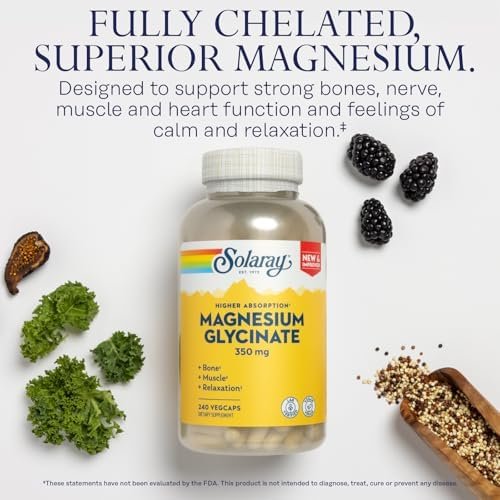 Solaray Magnesium Glycinate, New & Improved Fully Chelated Bisglycinate with BioPerine, High Absorption Formula, Stress, Bones, Muscle & Relaxation Support, 60 Day Guarantee, 60 Servings, 240 VegCaps - Image 3