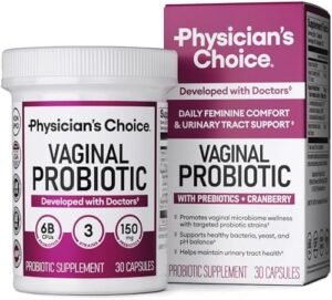 Physician's CHOICE Vaginal Probiotics for Women - Unique with Licorice Root - PH Balance, Odor Control, Yeast, Vaginal Microbiome & Feminine Health - 6B CFU - Organic Prebiotic, Cranberry - 30 CT
