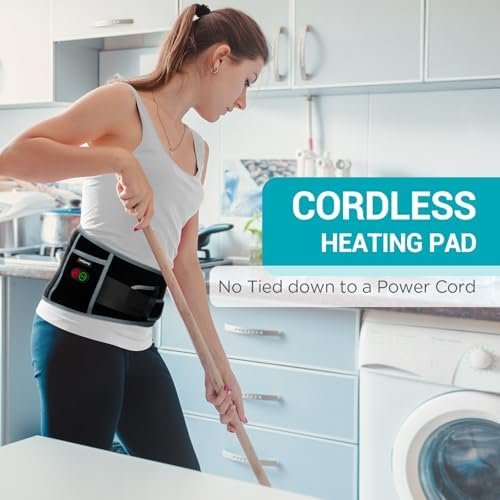 Comfytemp Cordless Heating Pad with Massager for Back Pain Relief, Portable Lower Back Massager FSA HSA Eligible, Wearable Heating Pads for Cramps with 3 Heat, Auto-Off, Christmas Gifts for Mom 58" - Image 2