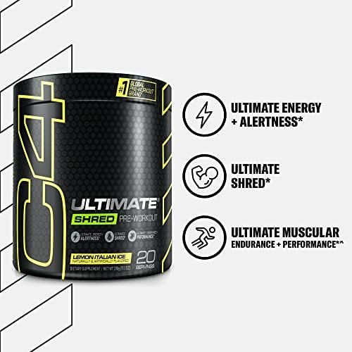 Cellucor C4 Ultimate Shred Pre Workout Powder for Men & Women, Metabolism Supplement with Ginger Root Extract, Lemon Italian Ice, 20 Servings (Pack of 1) - Image 3