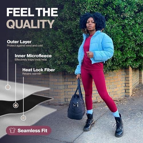 Thermajane Long Johns Thermal Underwear for Women Fleece Lined Base Layer Pajama Set Cold Weather - Image 4