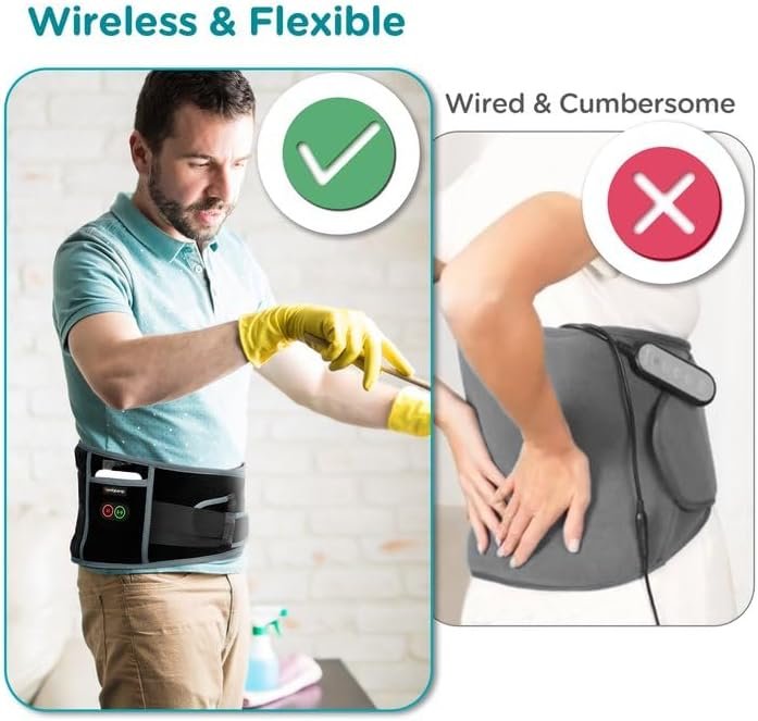Comfytemp Cordless Heating Pad with Massager for Back Pain Relief, Portable Lower Back Massager FSA HSA Eligible, Wearable Heating Pads for Cramps with 3 Heat, Auto-Off, Christmas Gifts for Mom 58" - Image 7