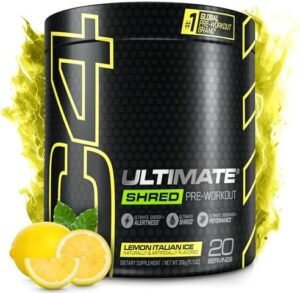 Cellucor C4 Ultimate Shred Pre Workout Powder for Men & Women, Metabolism Supplement with Ginger Root Extract, Lemon Italian Ice, 20 Servings (Pack of 1)