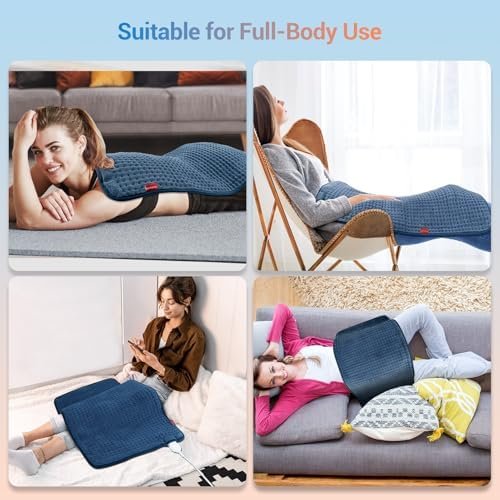 Comfytemp Heating Pad for Back Pain Relief - FSA HSA Eligible Extra Large Heating Pad XXL, Christmas Birthday Gifts for Women Mom, 17''x 33'' King Size Electric Heating Pad for Period Cramps (Blue) - Image 3