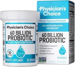 Physician's Choice Probiotics 60 Billion CFU - 10 Strains + Organic Prebiotics - Immune, Digestive & Gut Health - Supports Occasional Constipation, Diarrhea, Gas & Bloating - for Women & Men - 30ct