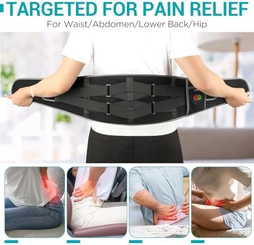 Comfytemp Cordless Heating Pad with Massager for Back Pain Relief, Portable Lower Back Massager FSA HSA Eligible, Wearable Heating Pads for Cramps with 3 Heat, Auto-Off, Christmas Gifts for Mom 58" - Image 5