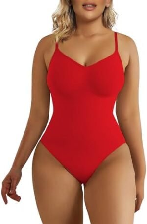 SHAPERX Women's Shapewear Bodysuit Tummy Control Body Shaper Seamless Sculpting Snatched Waist Body Suit