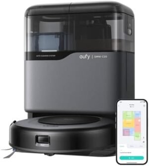 eufy Robot Vacuum Omni C20, Robot Vacuum and Mop Combo, Self Emptying, Auto Mop Washing and Auto Drying for hands-free cleaning, 3.35-Inch Ultra-Slim Body, 7000 Pa Powerful Suction, All-in-One Station