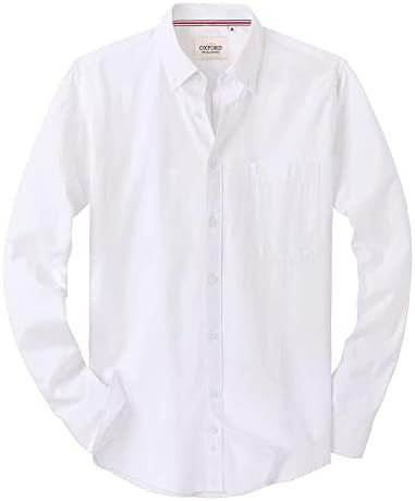 Alimens & Gentle Mens Solid Oxford Shirt Long Sleeve Button Down Shirts with Pocket