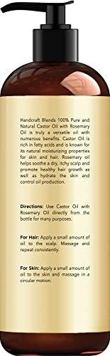 Handcraft Blends Castor Oil with Rosemary Oil - 8 Fl Oz - 100% Pure and Natural - Premium Grade Carrier Oil for Hair Growth, Eyelashes and Eyebrows, Hair & Body - Image 2