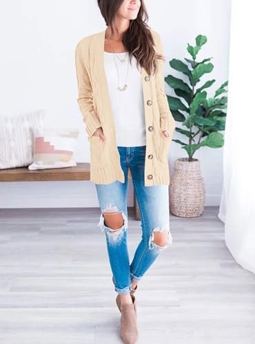 PRETTYGARDEN Women's Open Front Cardigan Sweaters Fall Fashion Button Down Cable Knit Chunky Winter Outerwear Coats - Image 6