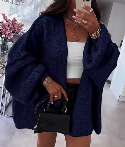 PRETTYGARDEN Womens Oversized Cardigan Sweaters 2025 Fall Long Lantern Sleeve Knit Open Front Lightweight Sweater - Image 8
