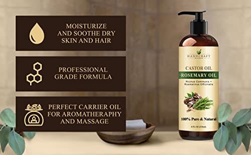 Handcraft Blends Castor Oil with Rosemary Oil - 8 Fl Oz - 100% Pure and Natural - Premium Grade Carrier Oil for Hair Growth, Eyelashes and Eyebrows, Hair & Body - Image 6