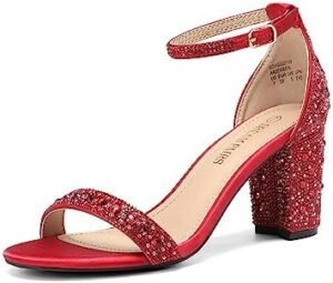 DREAM PAIRS Women's Chunk Low Heel Pump Sandals