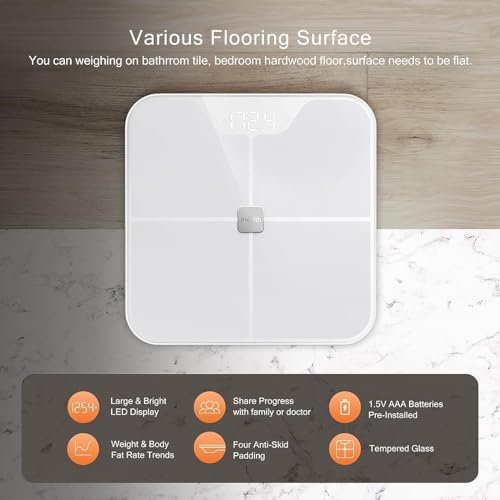 iHealth Nexus Smart Scale for Body Weight Bluetooth, Digital Bathroom Scale Body Fat and Muscle, Body Composition Monitor Health Analyzer for BMI Compatible for iOS & Android Accurate to 0.1lb-White - Image 5