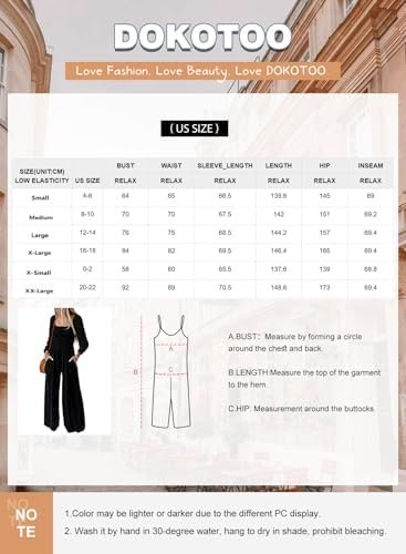 Dokotoo Women's Casual Loose Overalls Jumpsuits One Piece Long Sleeve Wide Leg Long Pant Rompers With Pockets - Image 4
