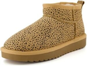 CUSHIONAIRE Women's Hip 2 Genuine Suede Ankle Snow Boots - Pull-On with Cozy Faux Shearling Lining, +Memory Foam