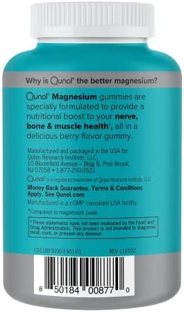 Qunol Magnesium Gummies for Adults, 200mg Elemental Magnesium (from 1,750mg Magnesium Citrate), High Absorption Magnesium Supplement, Supports Nerve, Bone and Muscle Health, Vegetarian, 90 Count - Image 8