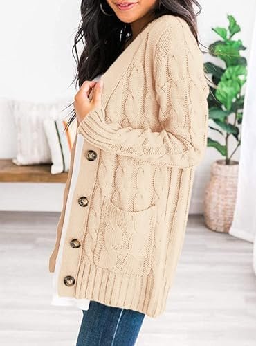 PRETTYGARDEN Women's Open Front Cardigan Sweaters Fall Fashion Button Down Cable Knit Chunky Winter Outerwear Coats - Image 4