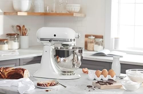KitchenAid Artisan Series 5 Quart Tilt Head Stand Mixer with Pouring Shield KSM150PS, White - Image 4
