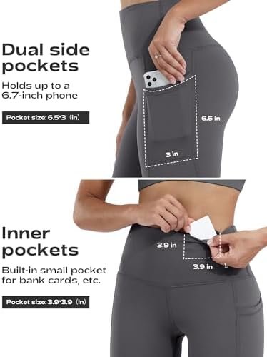 CHRLEISURE Leggings with Pockets for Women, High Waisted Tummy Control Workout Yoga Pants - Image 2