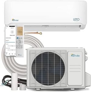 Senville LETO Series Mini Split Air Conditioner Heat Pump, 24000 BTU 208/230V, Inverter, Works with Alexa, SEER2 18, 2 Ton, White