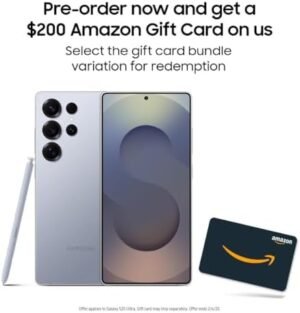 SAMSUNG Galaxy S25 Ultra Cell Phone + $200 Amazon Gift Card, 512GB, AI Smartphone, Unlocked Android, 200MP AI Camera, S Pen, Fast Processor, Long Battery Life, 2025, Titanium Silverblue