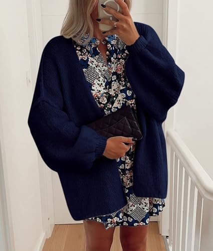 PRETTYGARDEN Womens Oversized Cardigan Sweaters 2025 Fall Long Lantern Sleeve Knit Open Front Lightweight Sweater - Image 5