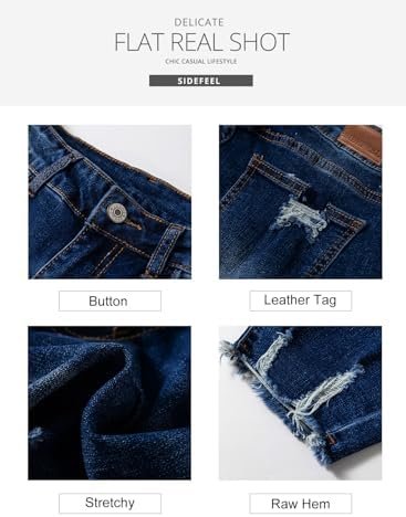 Sidefeel Womens Zimbaplatinum Jeans Straight Leg Ripped Casual Loose Distressed Boyfriend Denim Pants - Image 7