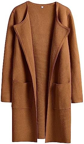 ANRABESS Women's Open Front Knit Lightweight Cardigan Casual Long Coatigan Sweater Lady Jacket Coat 2025 Fall Outerwear