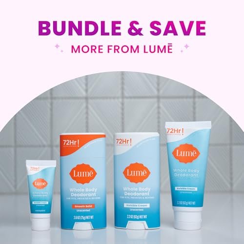 Lume Whole Body Deodorant - Smooth Solid Stick - 72 Hour Odor Control - Aluminum Free, Baking Soda Free and Skin Safe - 2.6 Ounce (Pack of 2) (Unscented) - Image 9