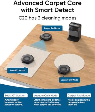 eufy Robot Vacuum Omni C20, Robot Vacuum and Mop Combo, Self Emptying, Auto Mop Washing and Auto Drying for hands-free cleaning, 3.35-Inch Ultra-Slim Body, 7000 Pa Powerful Suction, All-in-One Station - Image 8