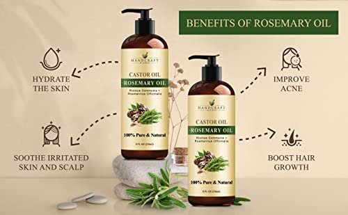 Handcraft Blends Castor Oil with Rosemary Oil - 8 Fl Oz - 100% Pure and Natural - Premium Grade Carrier Oil for Hair Growth, Eyelashes and Eyebrows, Hair & Body - Image 8