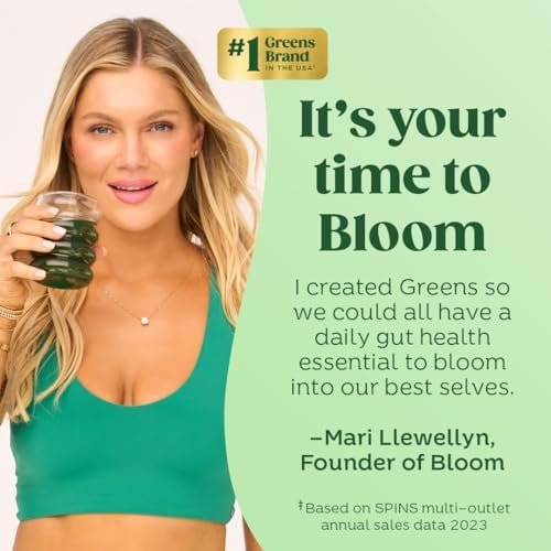 Bloom Nutrition Greens and Superfoods Powder for Digestive Health, Greens Powder, Digestive Enzymes, Probiotics, Spirulina, Chlorella for Bloating & Gut Support, Green Juice, 30 SVG, Strawberry Kiwi - Image 6
