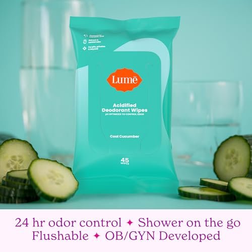 Lume Acidified Deodorant Wipes - 24 Hour Odor Control - Aluminum Free, Baking Soda Free, Skin Loving - 45 Count (Pack of 2) (Cool Cucumber) - Image 8