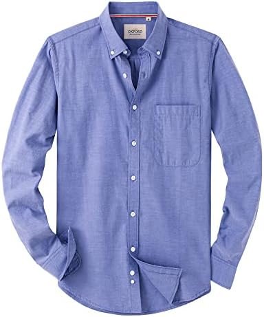 Alimens & Gentle Mens Solid Oxford Shirt Long Sleeve Button Down Shirts with Pocket
