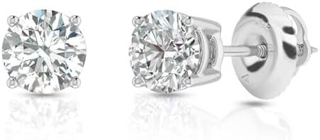 Amazon Essentials 0.25 to 1 Carat IGI Certified Solitaire Lab Grown Diamond Stud Earrings for Women in 14k Gold - 4 Prong Round Cut (G-H Color, VS1-VS2 Clarity) - Gold Stud Earrings - Stud Earrings for Women