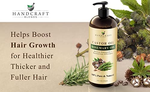 Handcraft Blends Castor Oil with Rosemary Oil - 8 Fl Oz - 100% Pure and Natural - Premium Grade Carrier Oil for Hair Growth, Eyelashes and Eyebrows, Hair & Body - Image 5