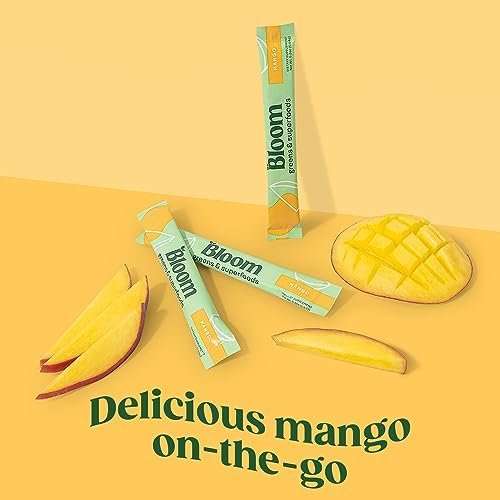 Bloom Nutrition Superfood Greens Powder Stick Packs, Digestive Enzymes with Probiotics and Prebiotics, Gut Health, Bloating Relief for Women, Chlorella, Green Juice Mix, 15 SVG, Mango - Image 2