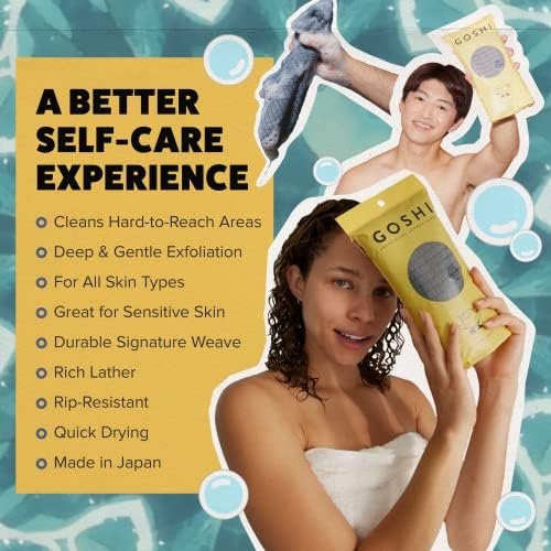 GOSHI Exfoliating Shower Towel - Rip-Resistant Exfoliating Washcloth for All Skin Types - Made in Japan - Image 3