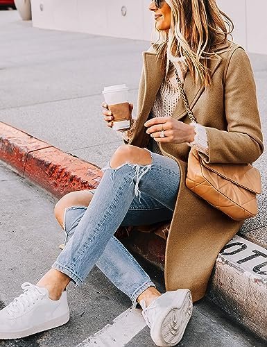 Tanming Women's Notch Lapel Double Breasted Wool Blend Mid Long Pea Trench Coat - Image 3