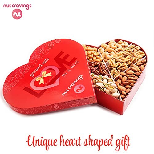 NUT CRAVINGS Gourmet Collection - Valentines Day Mixed Nuts Heart Shaped Gift Basket, Love in A Box (6 Assortments, 2 LB) Galentines Romantic Arrangement Platter, Healthy Kosher Corporate - Image 3