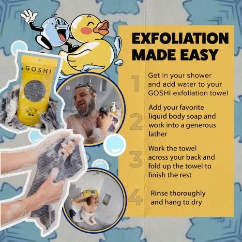 GOSHI Exfoliating Shower Towel - Rip-Resistant Exfoliating Washcloth for All Skin Types - Made in Japan - Image 6