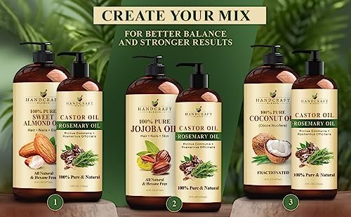 Handcraft Blends Castor Oil with Rosemary Oil - 8 Fl Oz - 100% Pure and Natural - Premium Grade Carrier Oil for Hair Growth, Eyelashes and Eyebrows, Hair & Body - Image 4