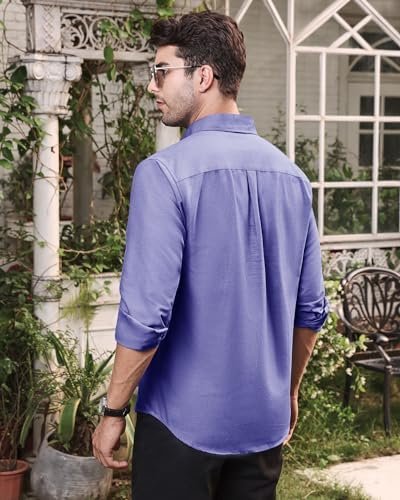 Alimens & Gentle Mens Solid Oxford Shirt Long Sleeve Button Down Shirts with Pocket - Image 6