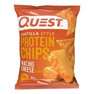 Quest Nutrition Nacho Cheese Tortilla Style Protein Chips, 18g Protein, 4g Net Carb, Low Carb, Gluten Free, 1.1 oz (Pack of 12)
