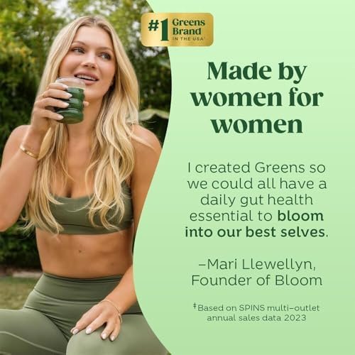 Bloom Nutrition Superfood Greens Powder Stick Packs, Digestive Enzymes with Probiotics and Prebiotics, Gut Health, Bloating Relief for Women, Chlorella, Green Juice Mix, 15 SVG, Mango - Image 5