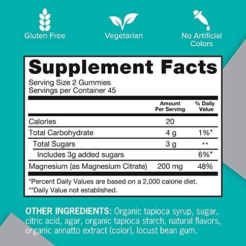 Qunol Magnesium Gummies for Adults, 200mg Elemental Magnesium (from 1,750mg Magnesium Citrate), High Absorption Magnesium Supplement, Supports Nerve, Bone and Muscle Health, Vegetarian, 90 Count - Image 6